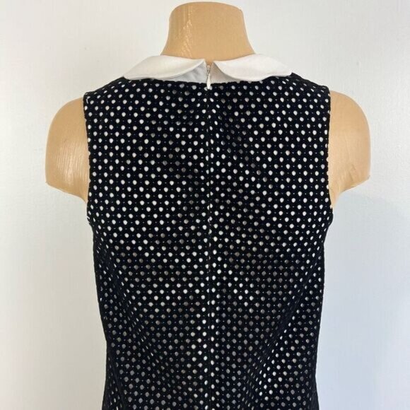 Twee CeCe Dress Scalloped Peter Pan Collar Bow Tie Black White Polka Dot Size 2 - Picture 5 of 13